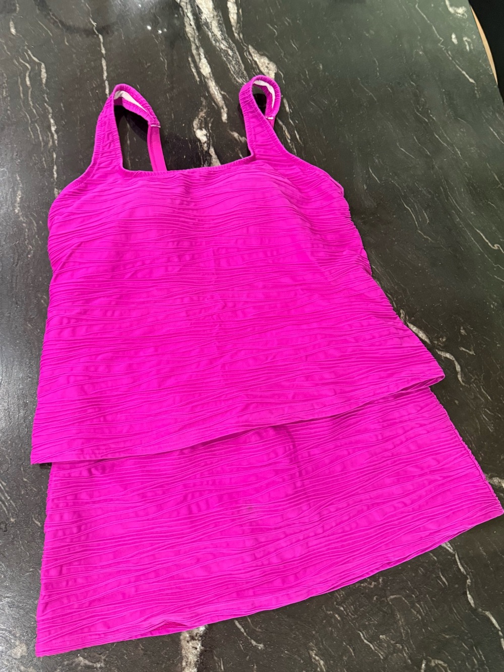 Lands' End Fuchsia Ruched Swim Top